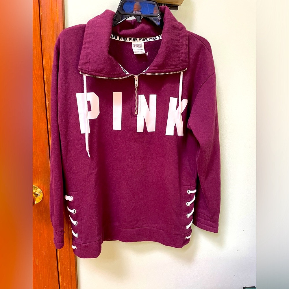 Women's Pink Victoria's Secret Sweatshirt with Lace Up Sides